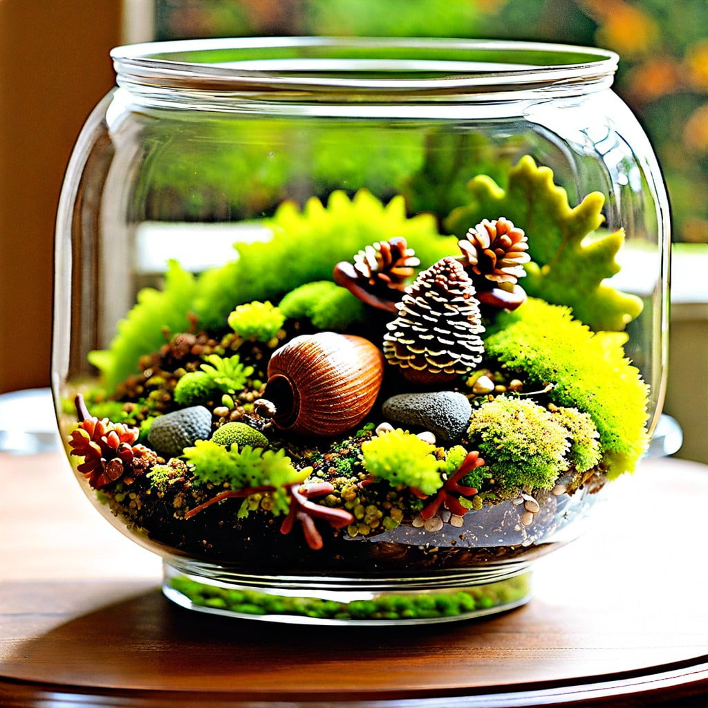 acorn and moss terrarium