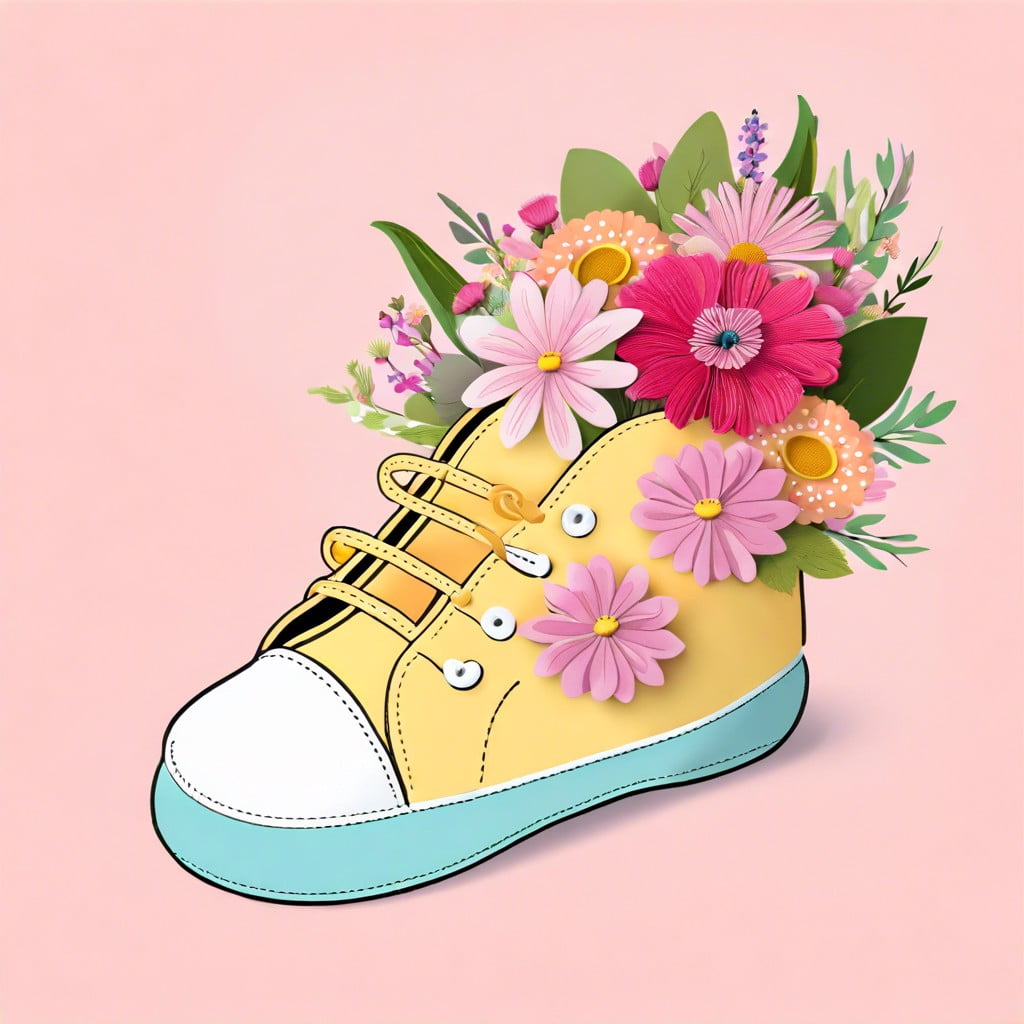 baby shoes filled with flowers
