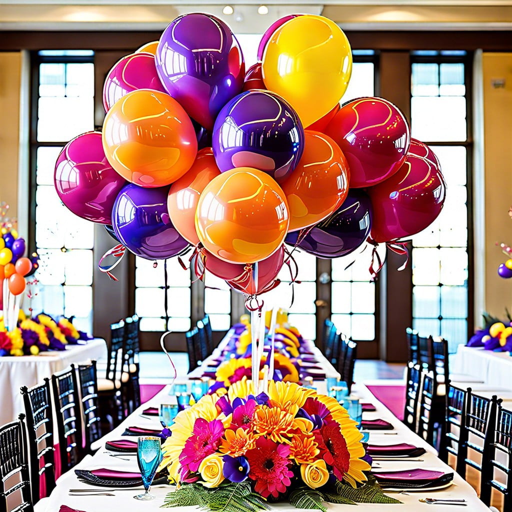 balloon centerpieces with mini balloons inside larger ones
