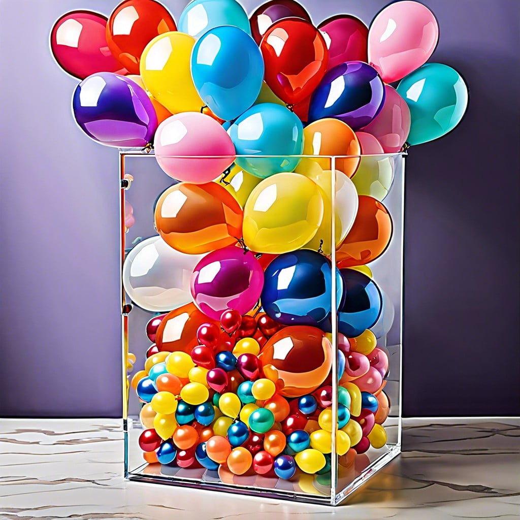 balloon filled clear boxes for displays