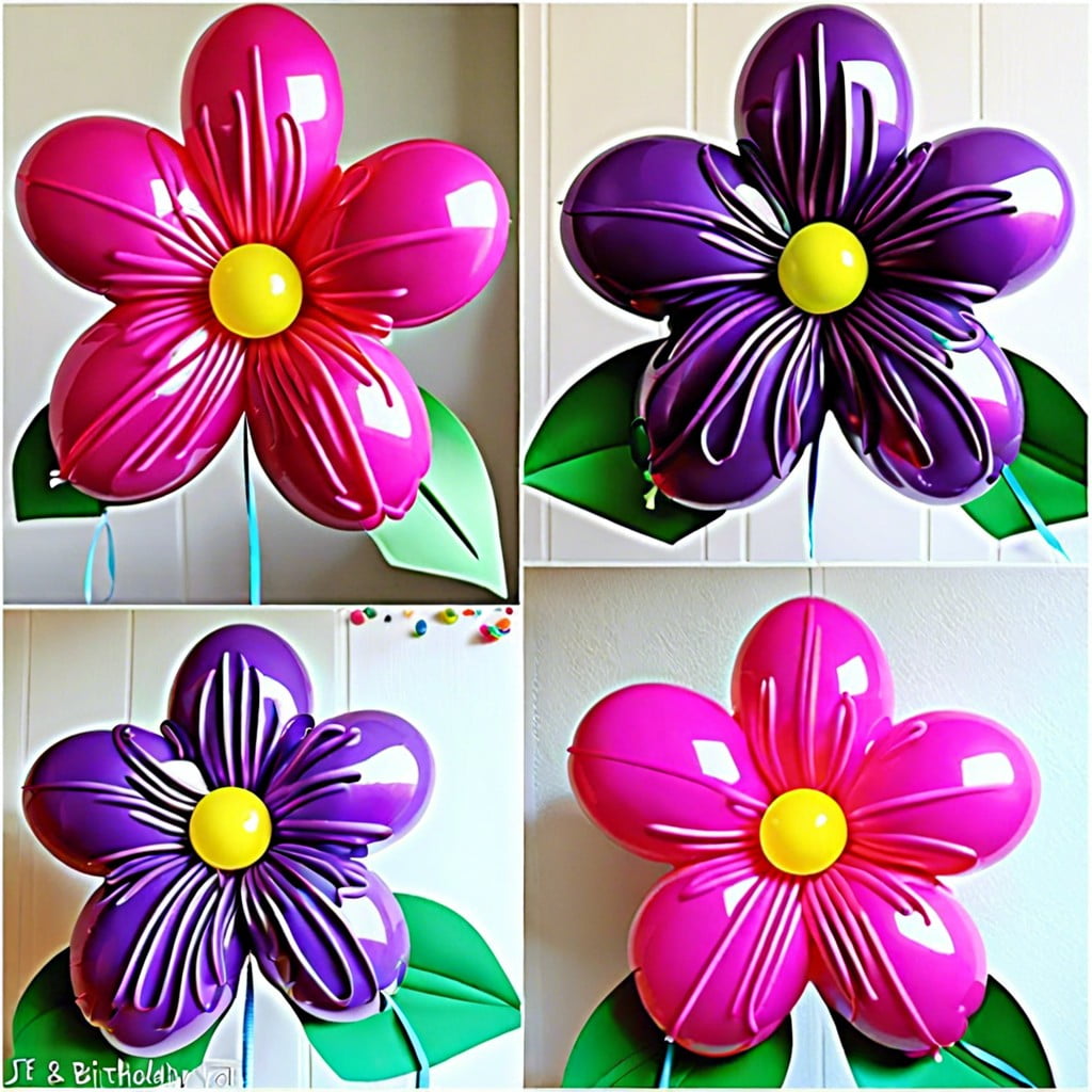 balloon flowers attach balloons together to form flowers and hang them on walls