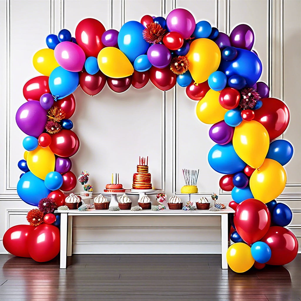 balloon garland string together balloons of different sizes and colors