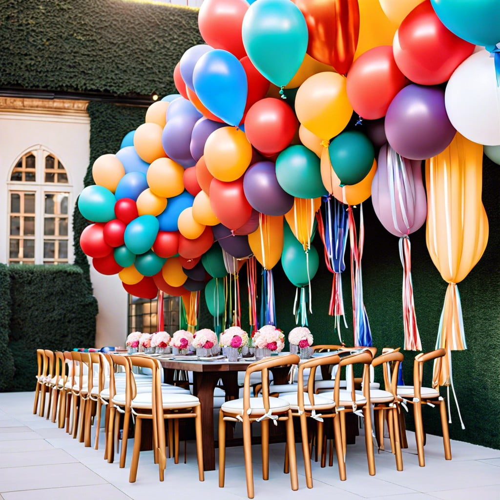 balloons tied to chairs