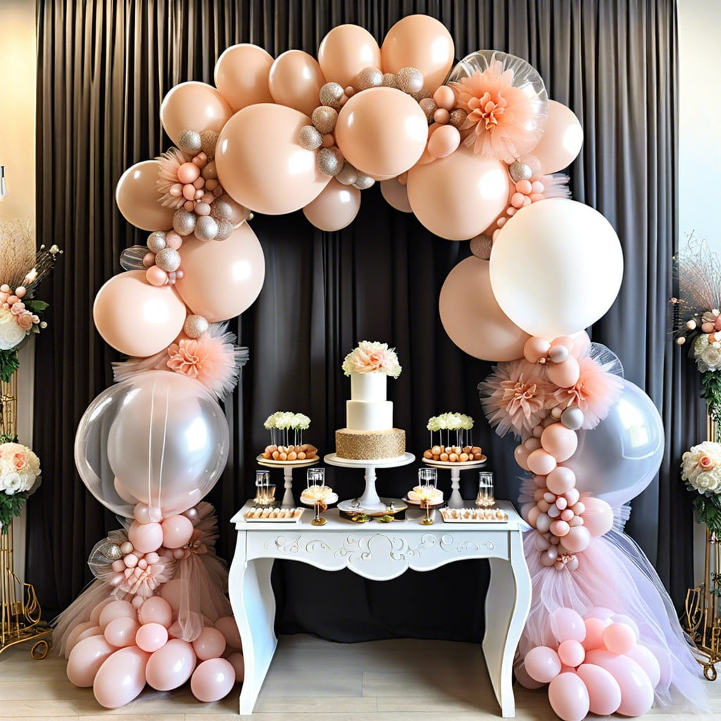 balloons wrapped in tulle for an elegant touch