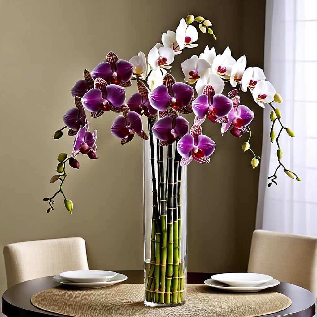 bamboo sticks and orchids
