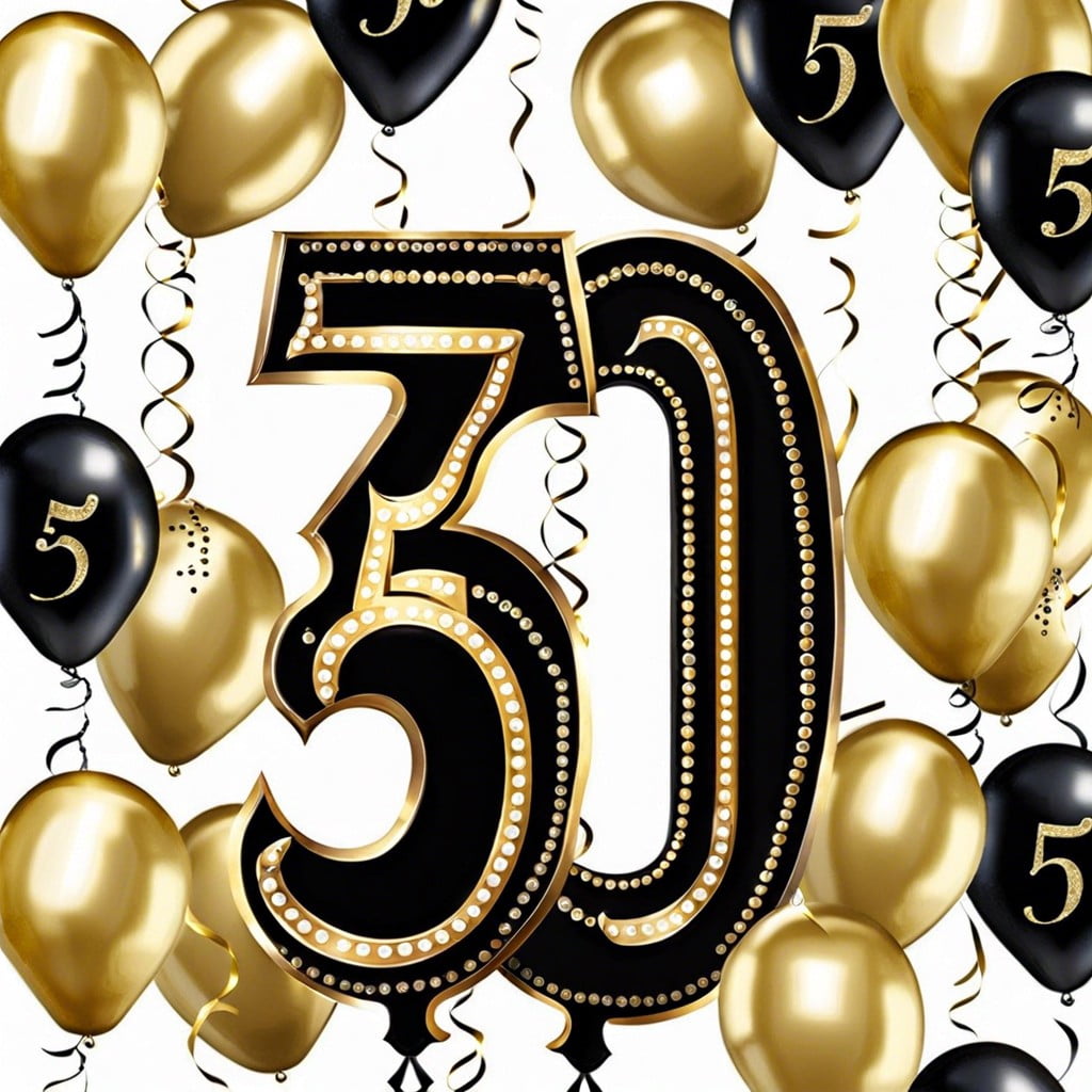 black and gold marquee numbers 50