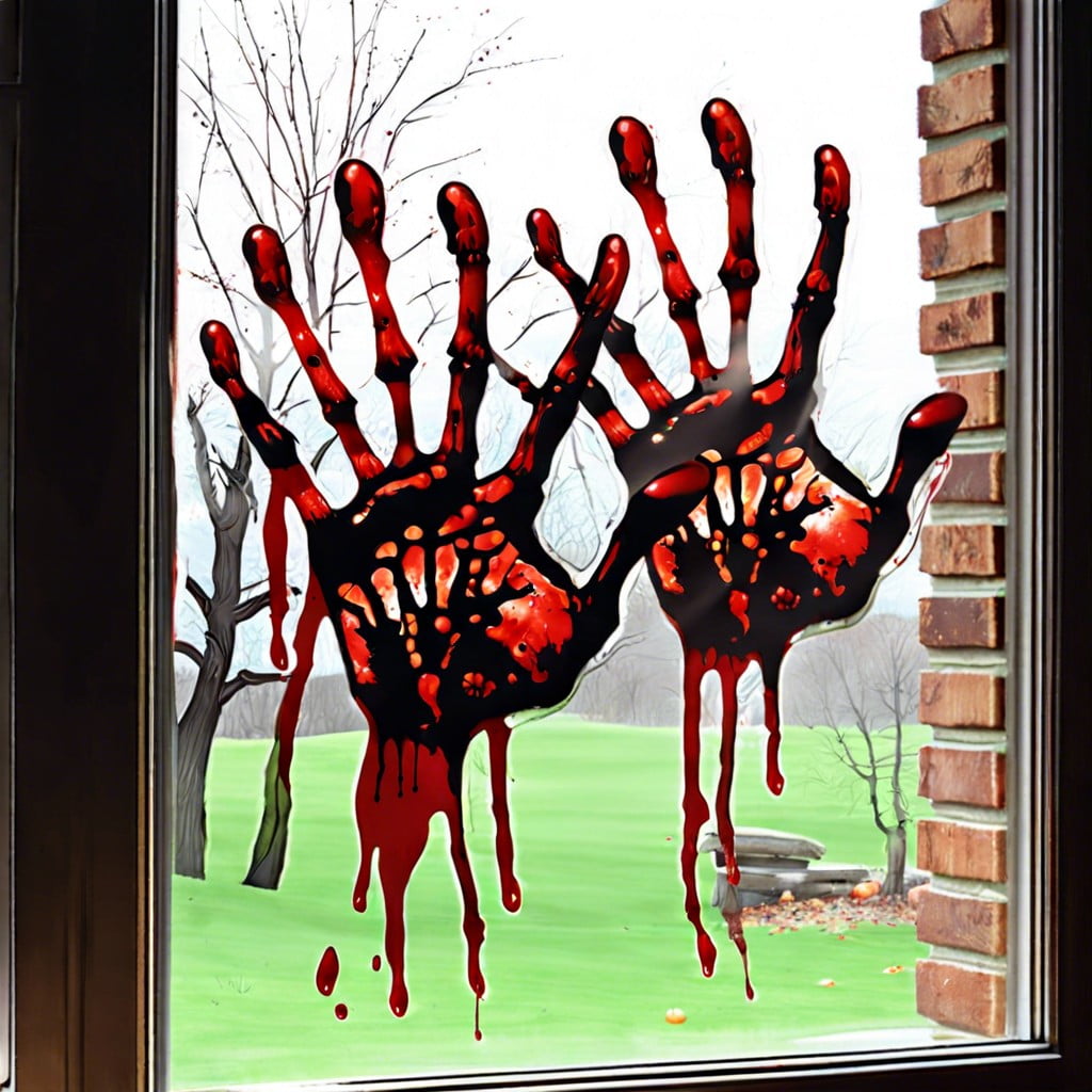 bloody handprints window clings