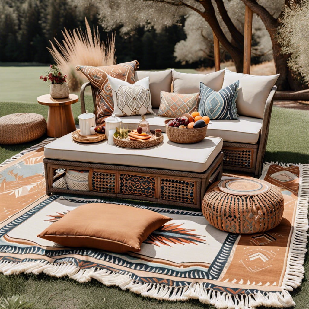 boho chic patterned throws and area rugs