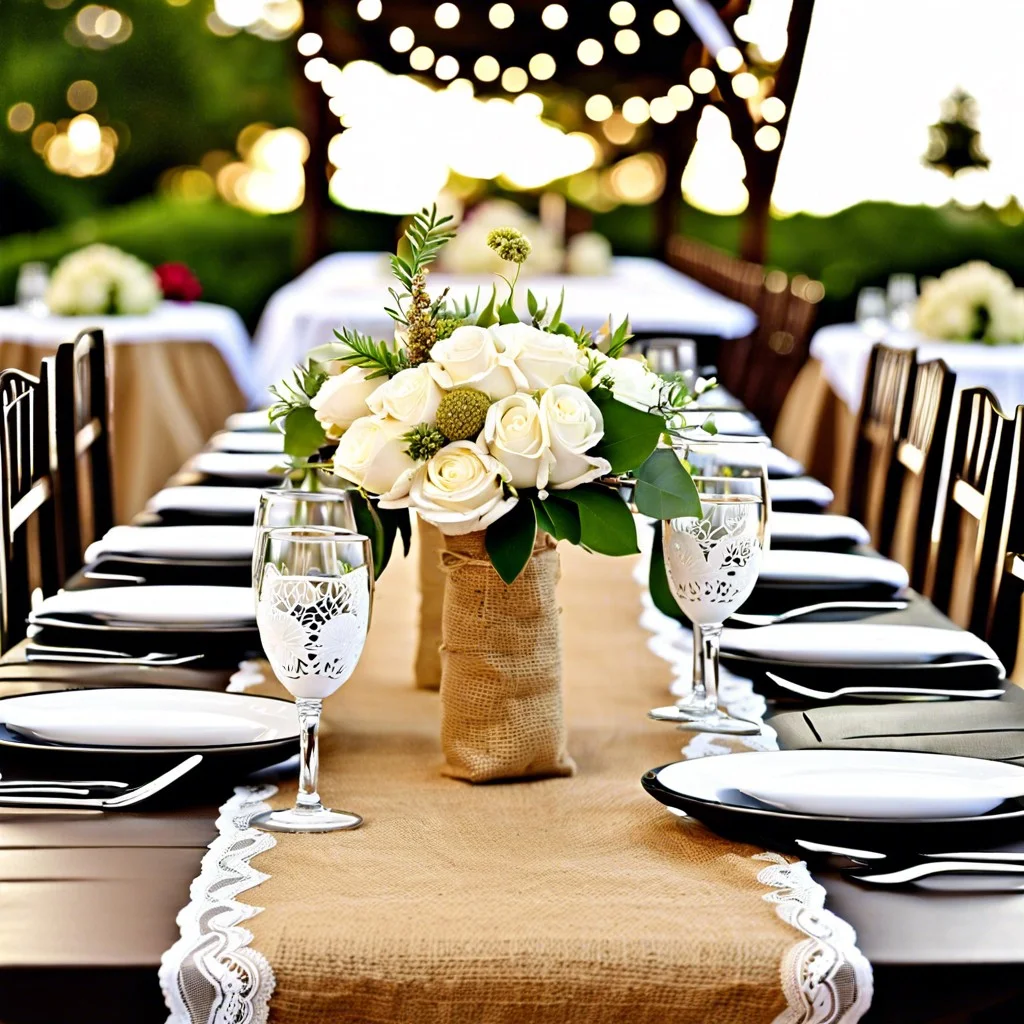 burlap and lace table runners