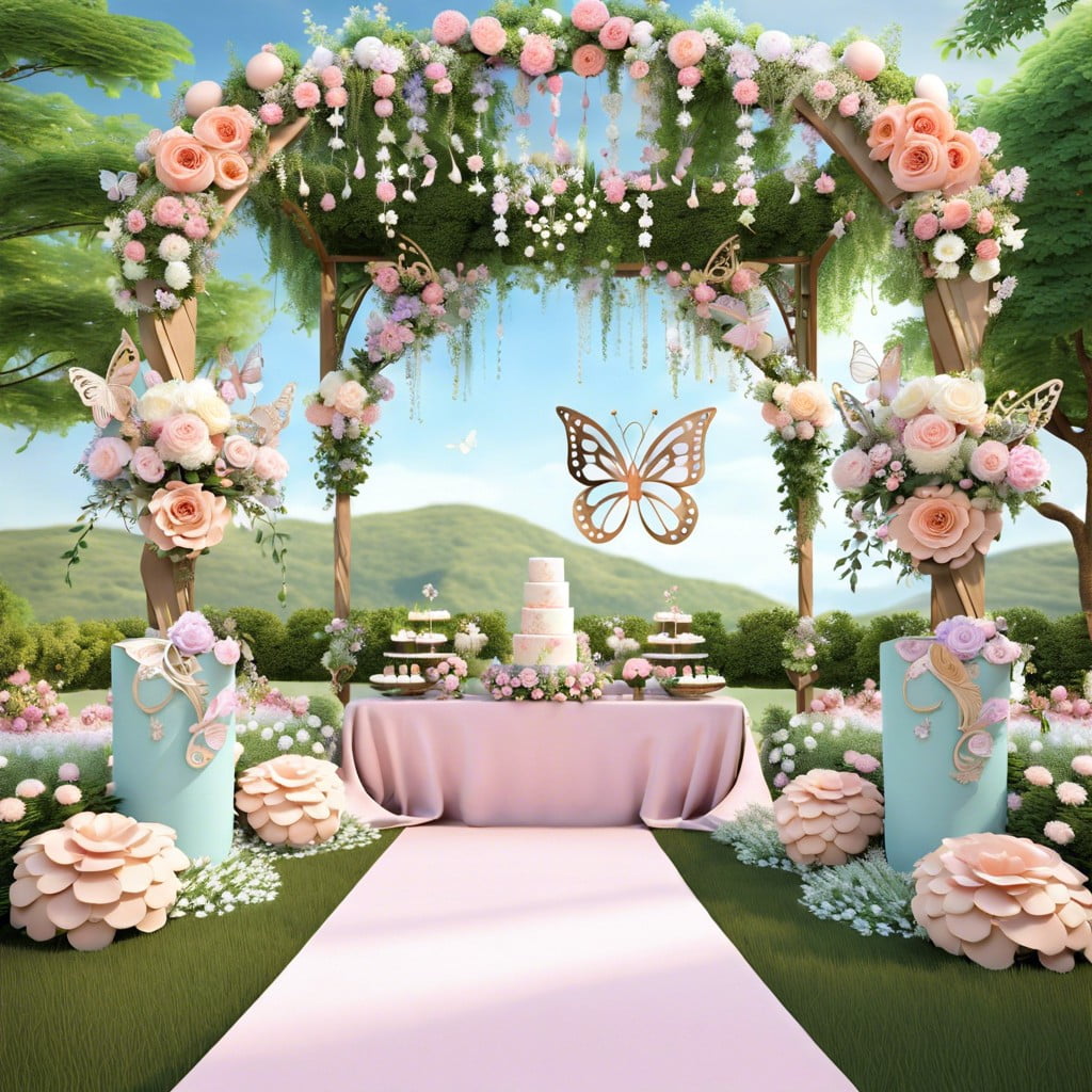 butterfly garden with butterfly motifs and pastel florals