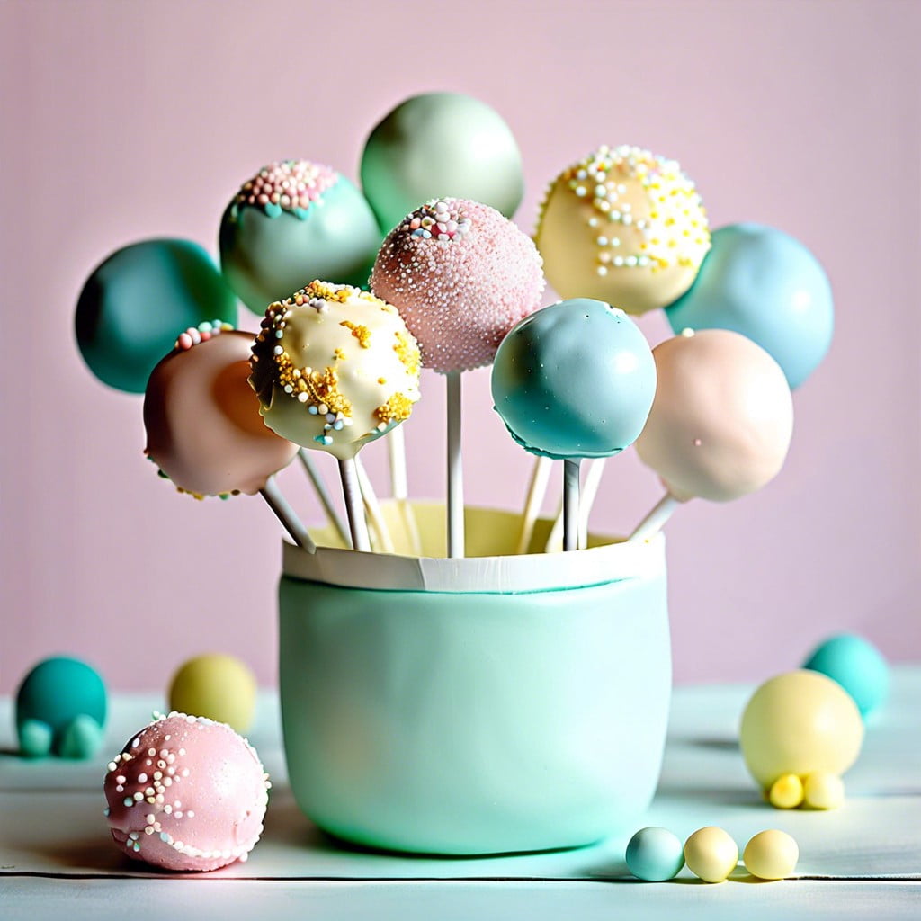 cake pops in baby colors