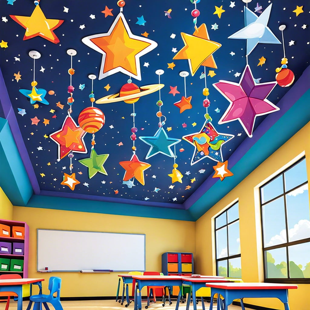 ceiling hangings stars shapes themed items