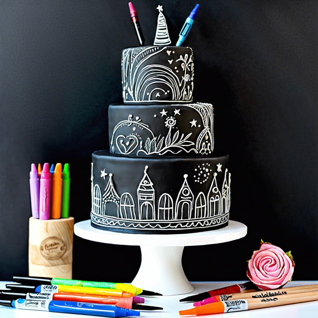 chalkboard cake with edible markers