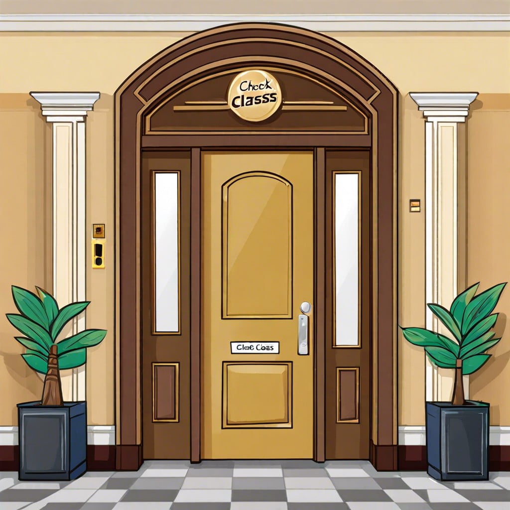check into class hotel lobby door
