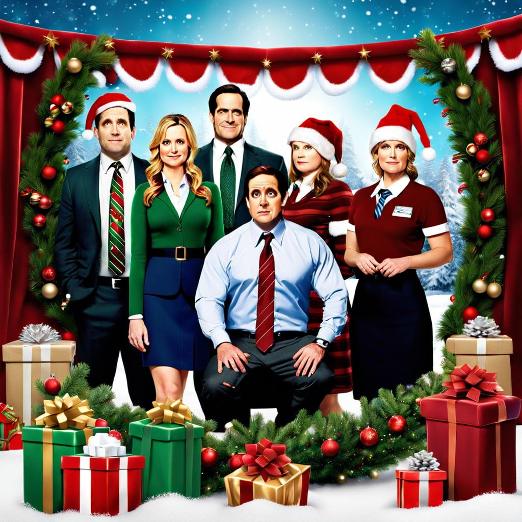christmas movie poster design a poster for a fictitious christmas movie featuring the office staff