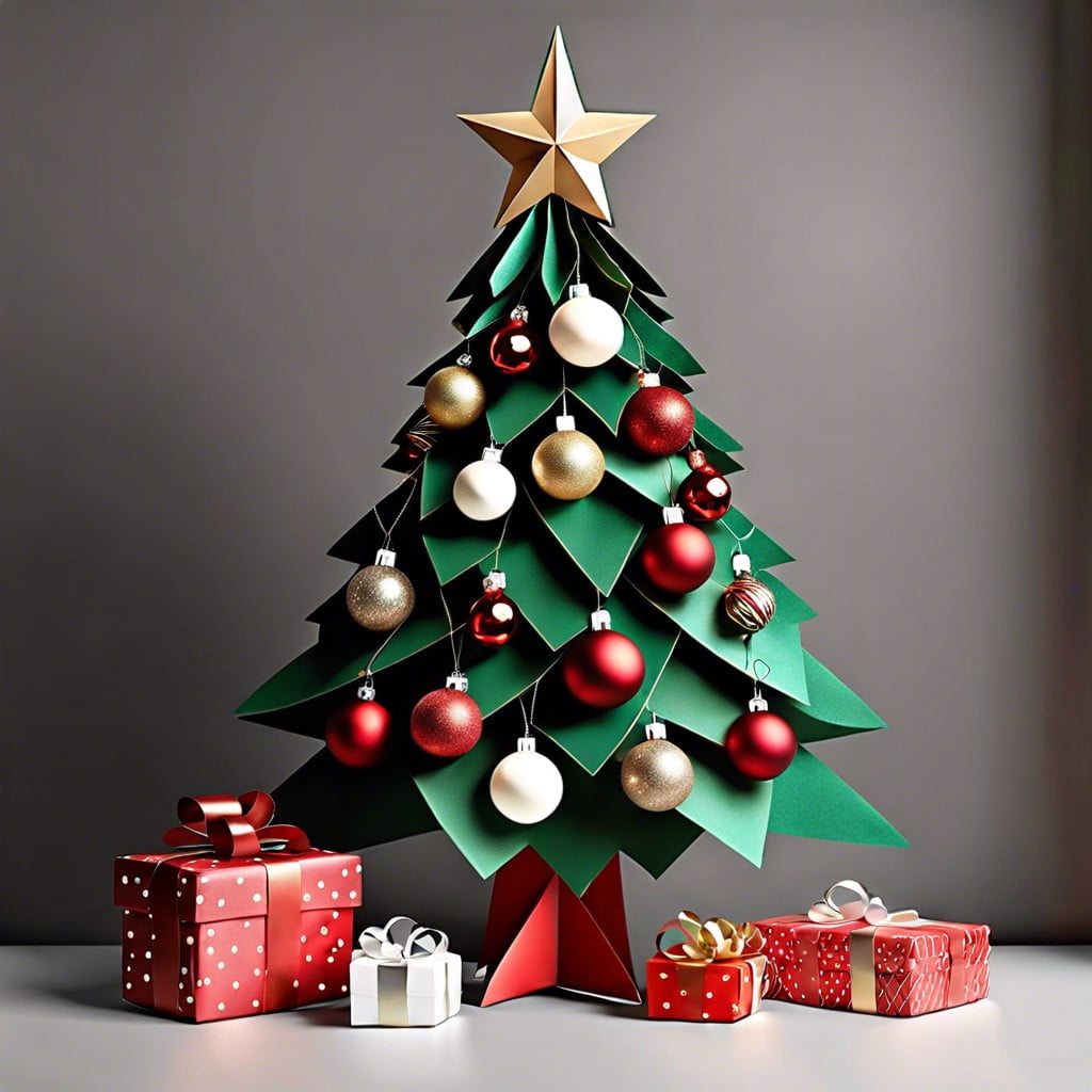 christmas tree elegance design a stylish full size paper or felt christmas tree with ornaments and a star