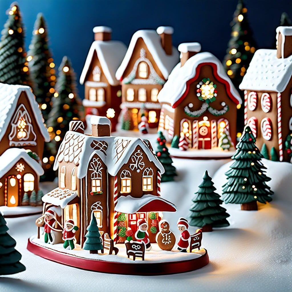 christmas village gingerbread scene