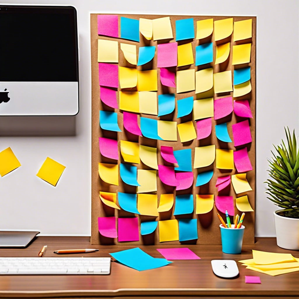 colorful sticky note art on the wall