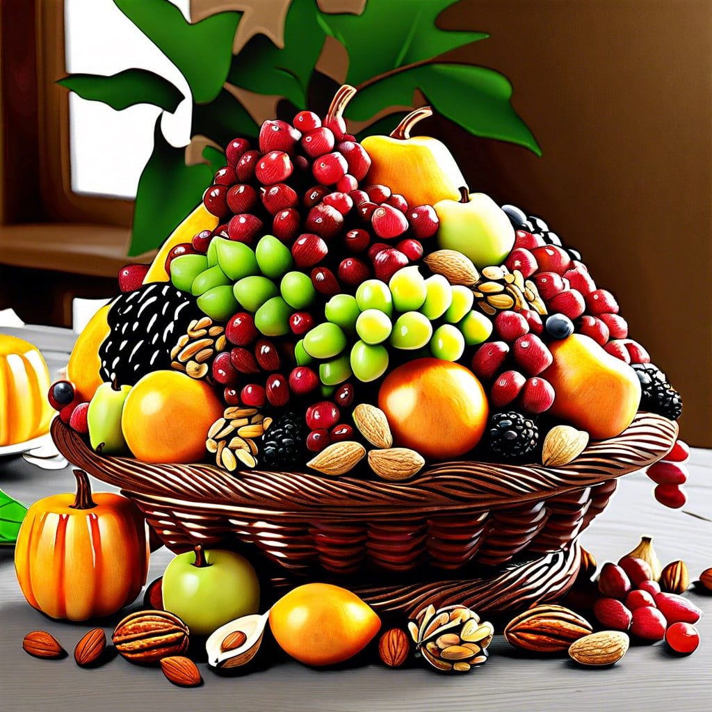 cornucopia filled with fruit and nuts