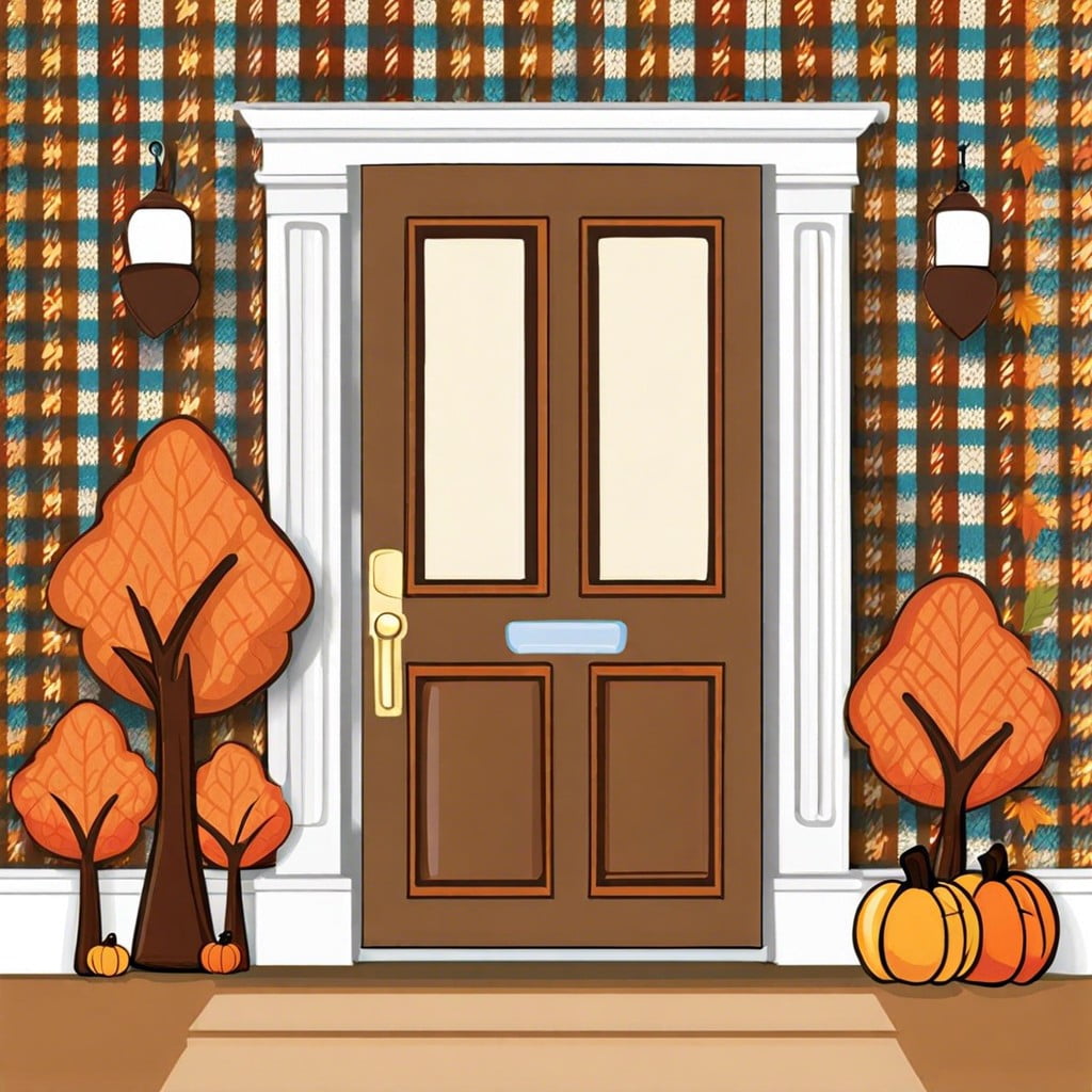 cozy sweater pattern adorn the door with a sweater patterned background