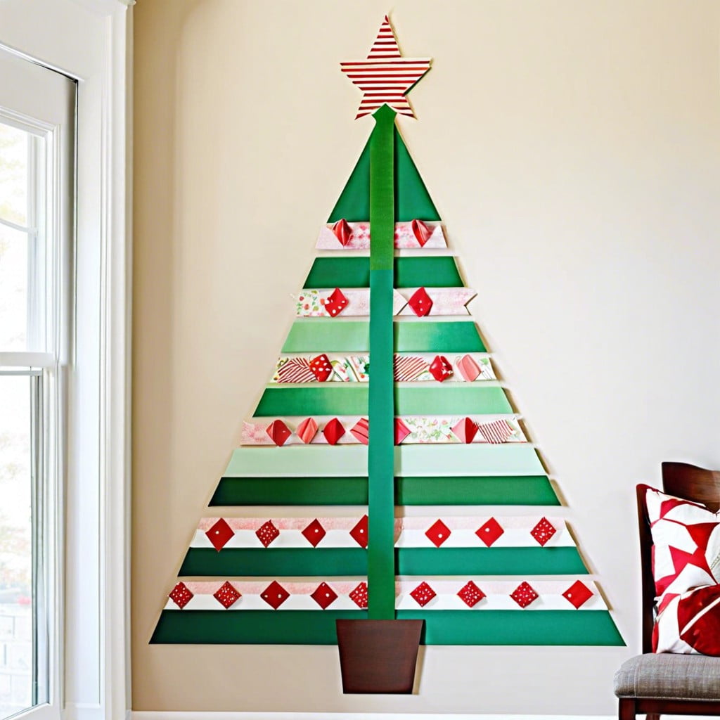 create a washi tape christmas tree on the wall