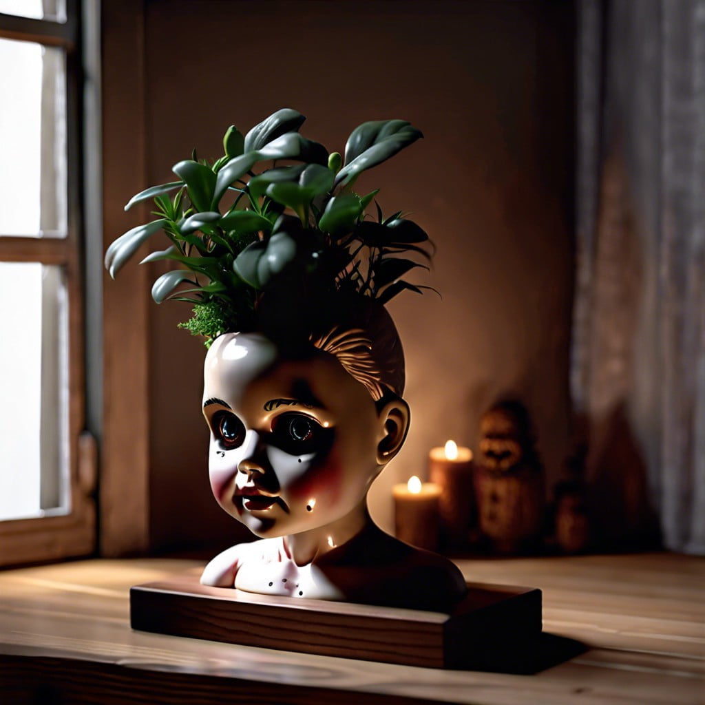 creepy doll head planters