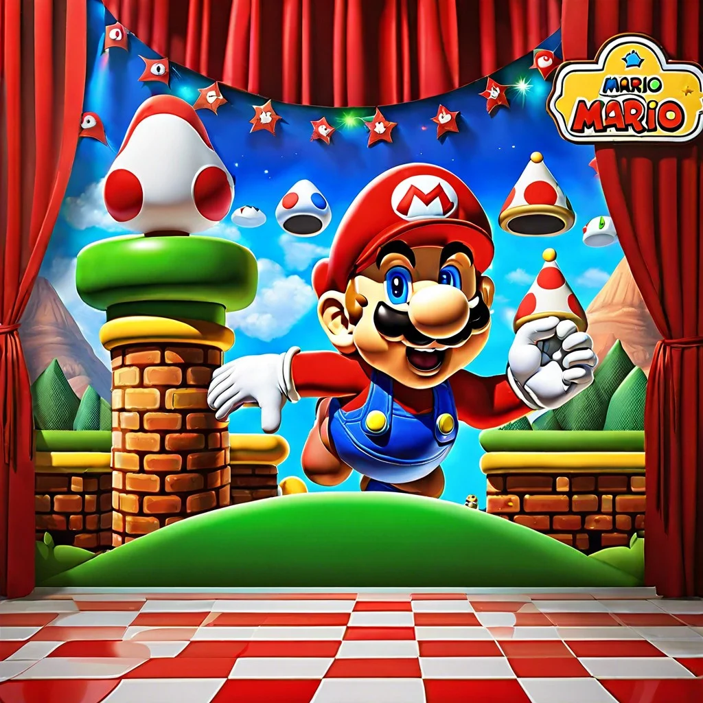 custom mario level photo booth backdrop