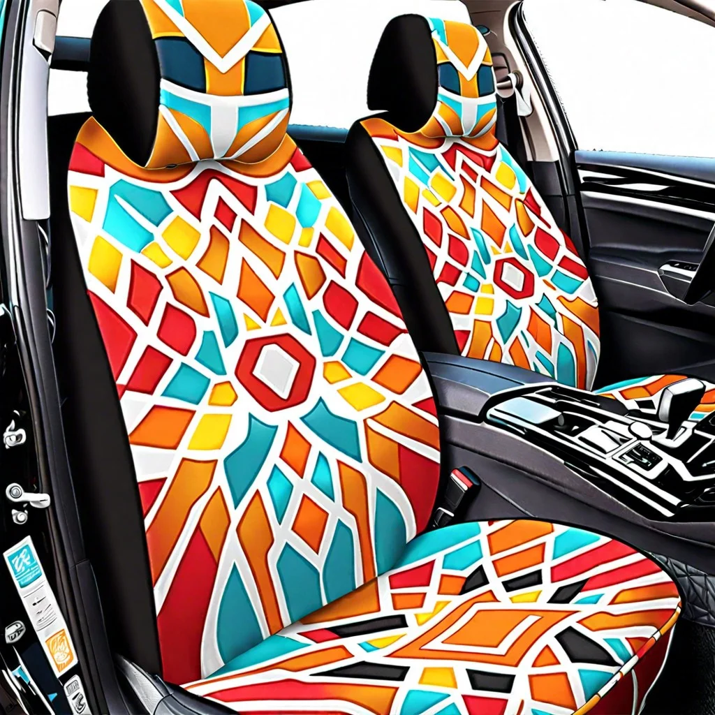 custom seat covers with vibrant patterns
