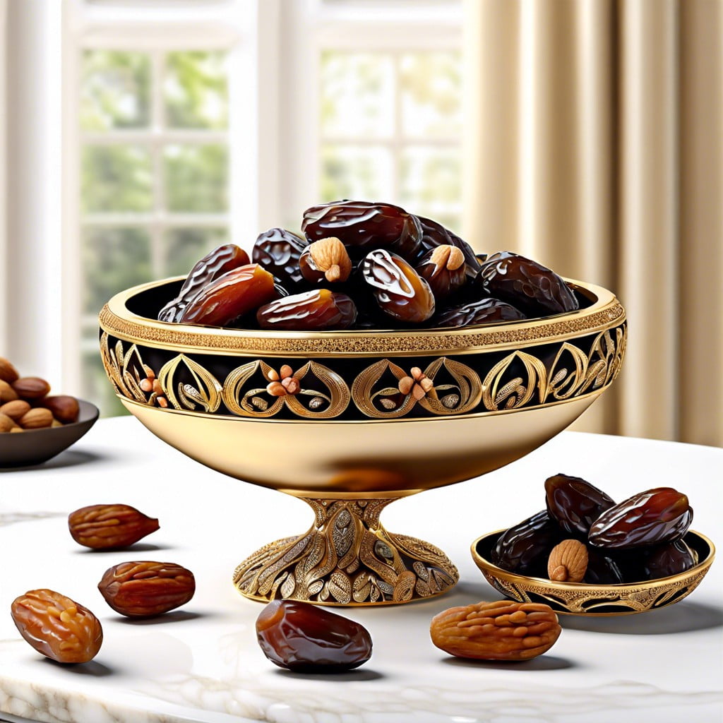 date and nut display in ornate bowls