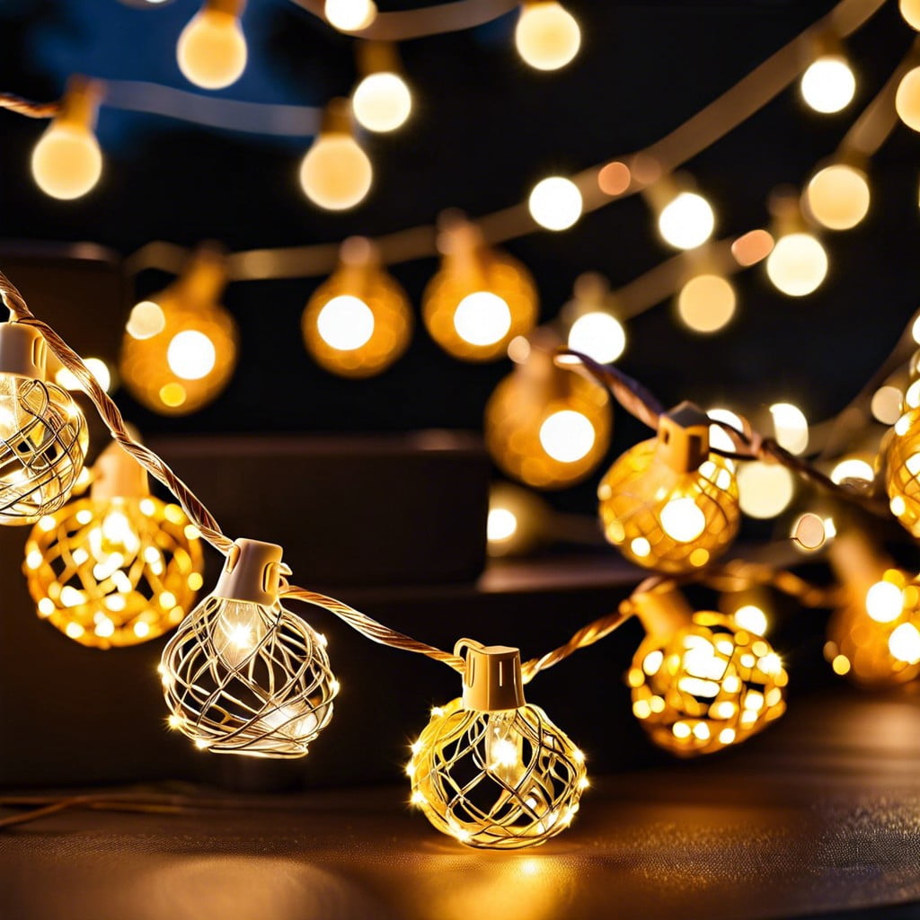 decorative string lights with golden fairy lights