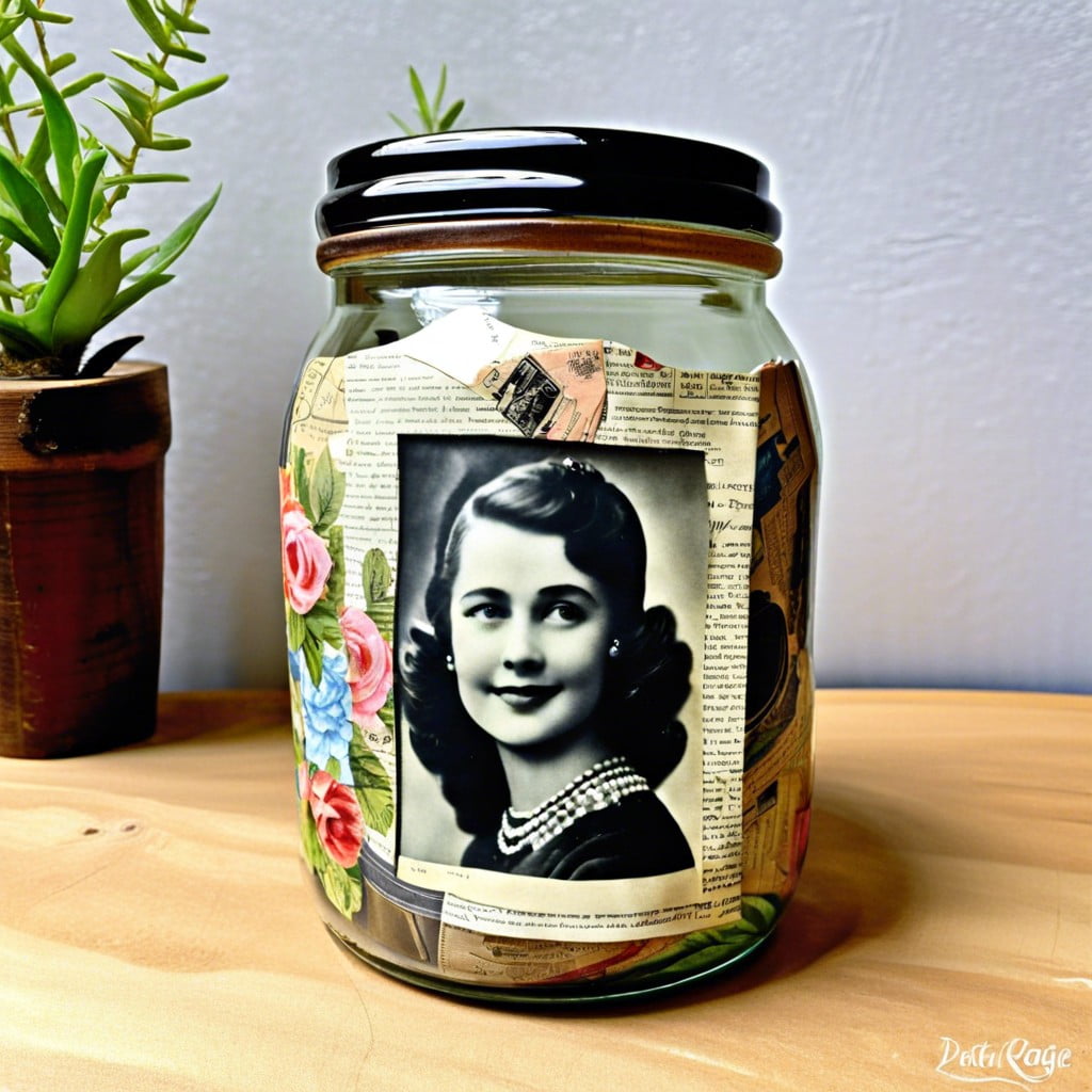 decoupage using vintage magazine clippings