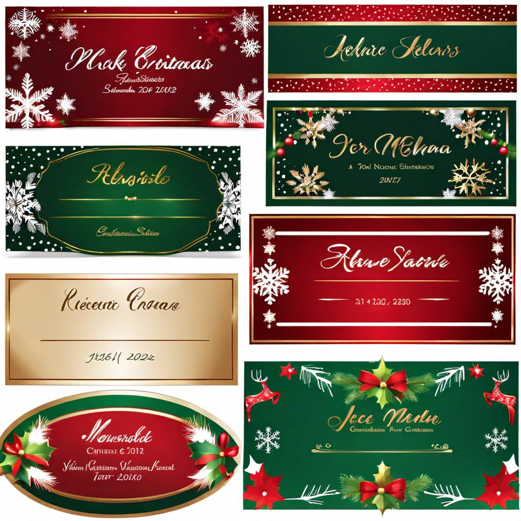 desk name plates in holiday themed fonts