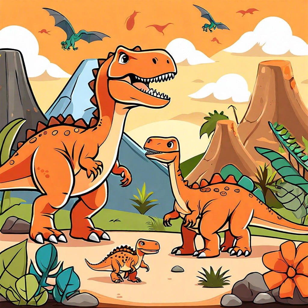 dinosaur land prehistoric creatures and volcanic landscapes