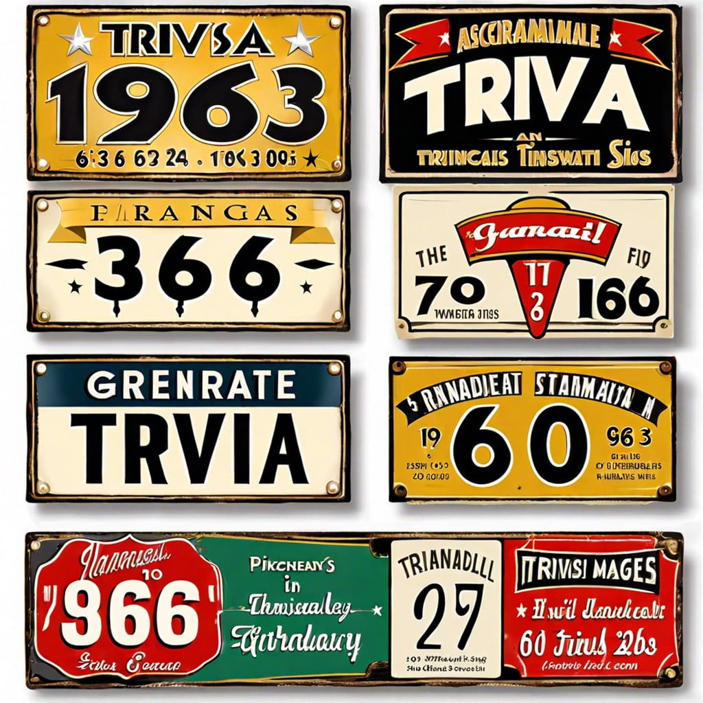 diy 1963 trivia signs