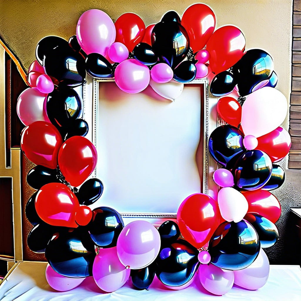 diy balloon photo frames for guests to pose with
