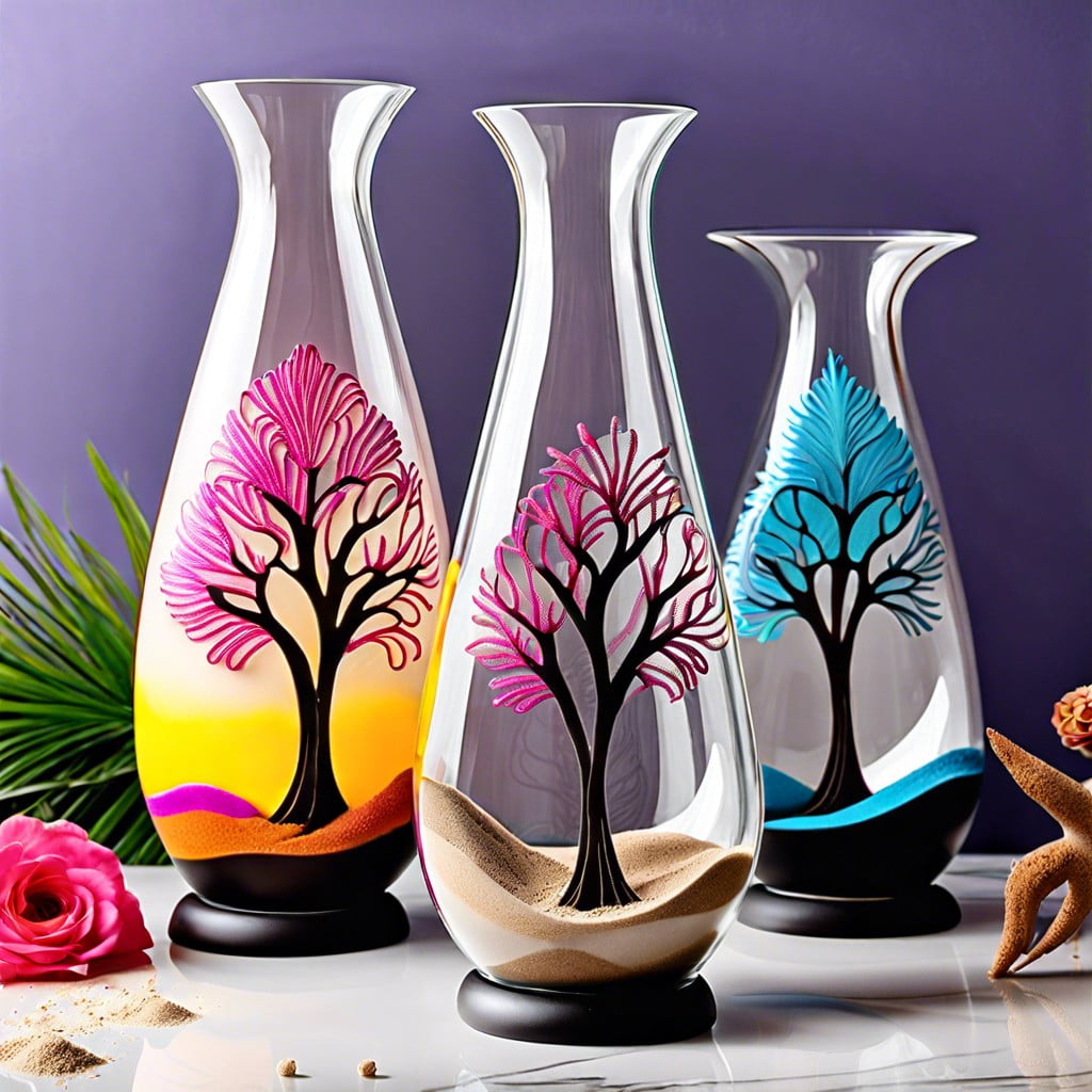 diy sand art in clear glass vases