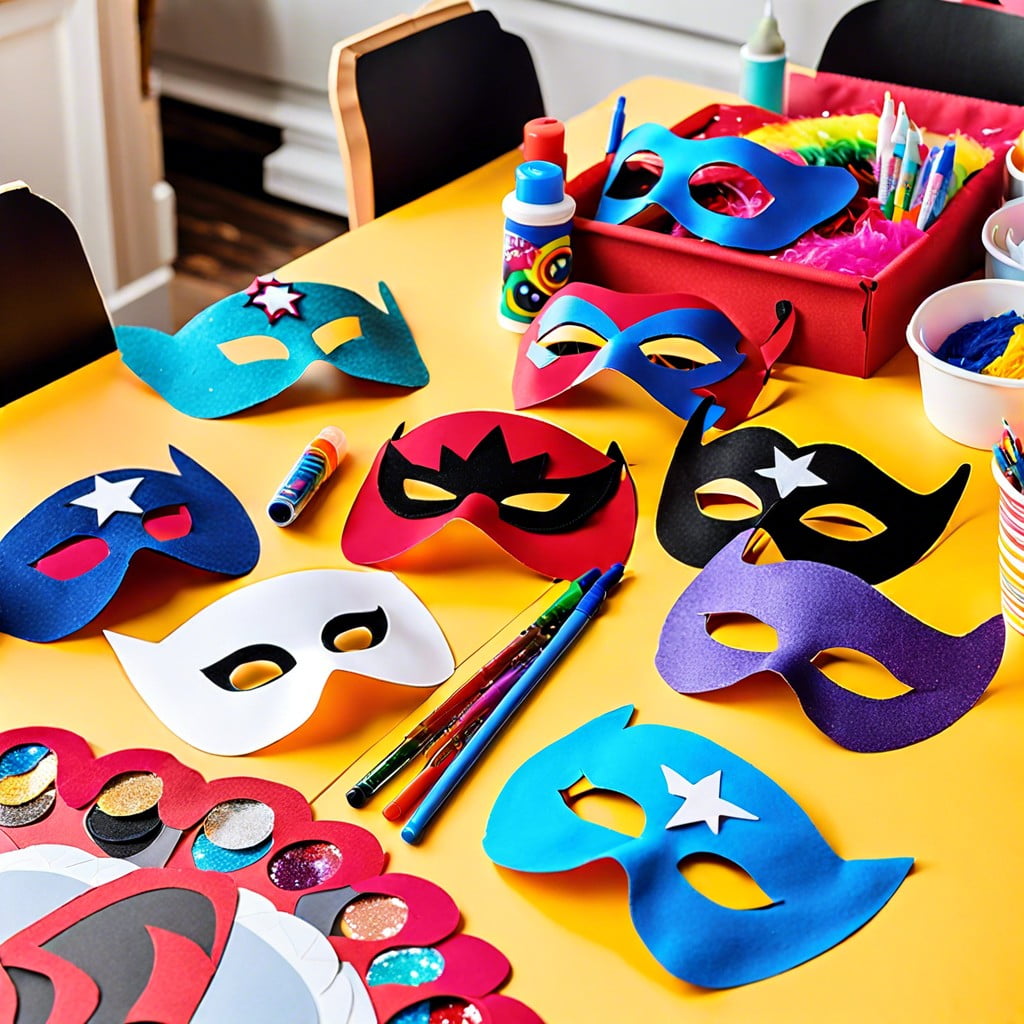 diy superhero mask craft station