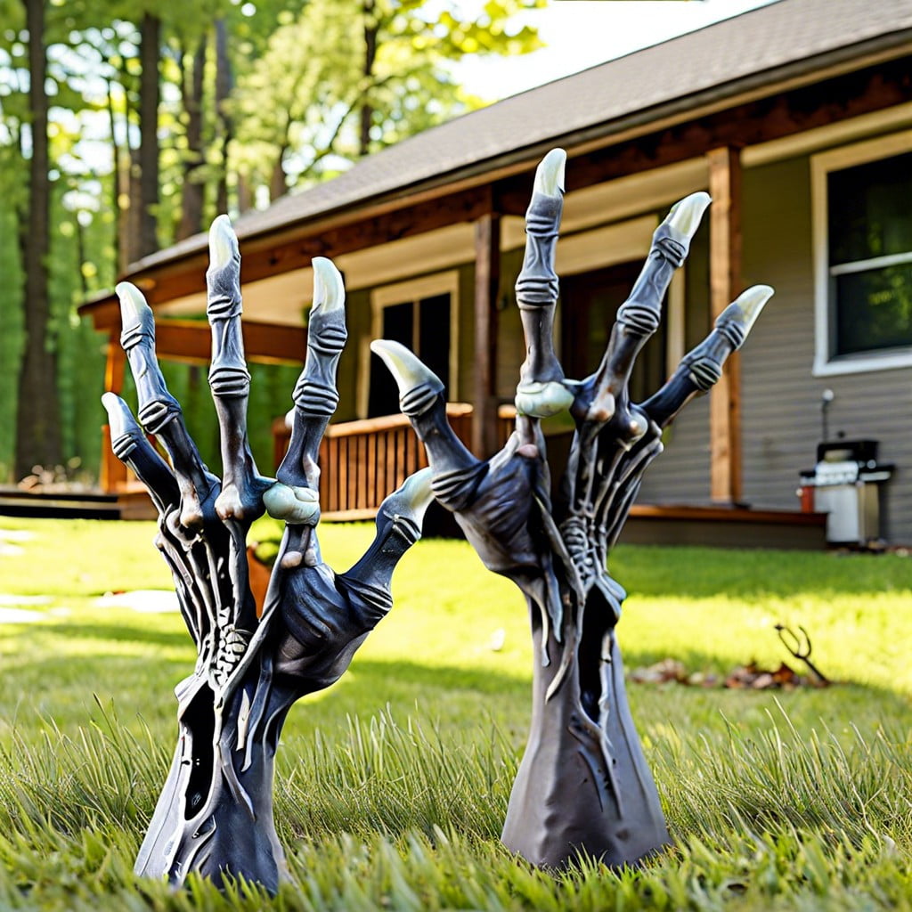 diy zombie hands lawn stakes