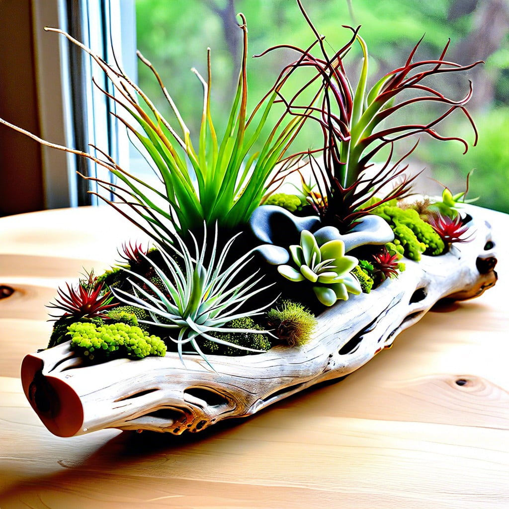 driftwood and air plants