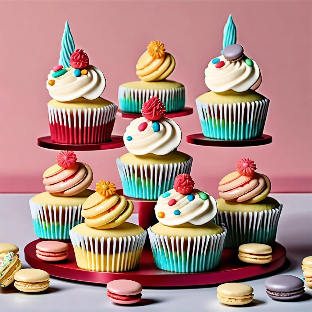 drip icing with mini macarons