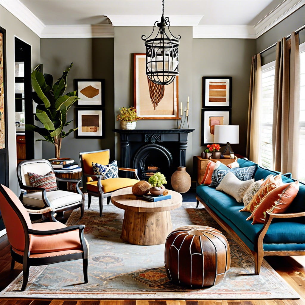 eclectic mismatched seating