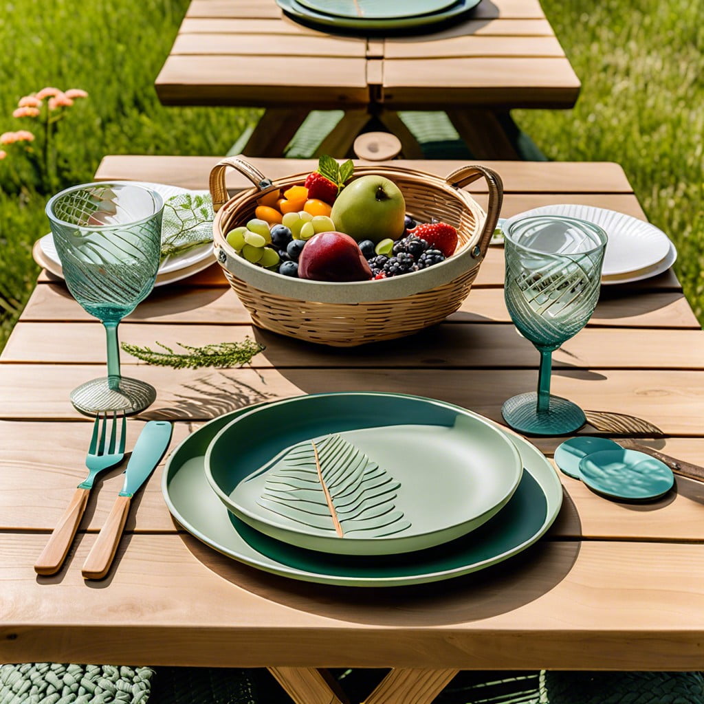 eco friendly decor including biodegradable plates and cutlery