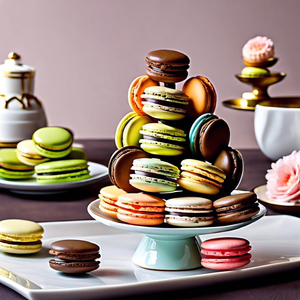 edible centerpieces using stacked macarons or chocolates