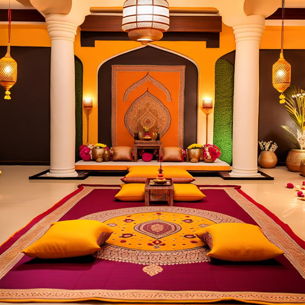 ethnic floor carpets and low tables