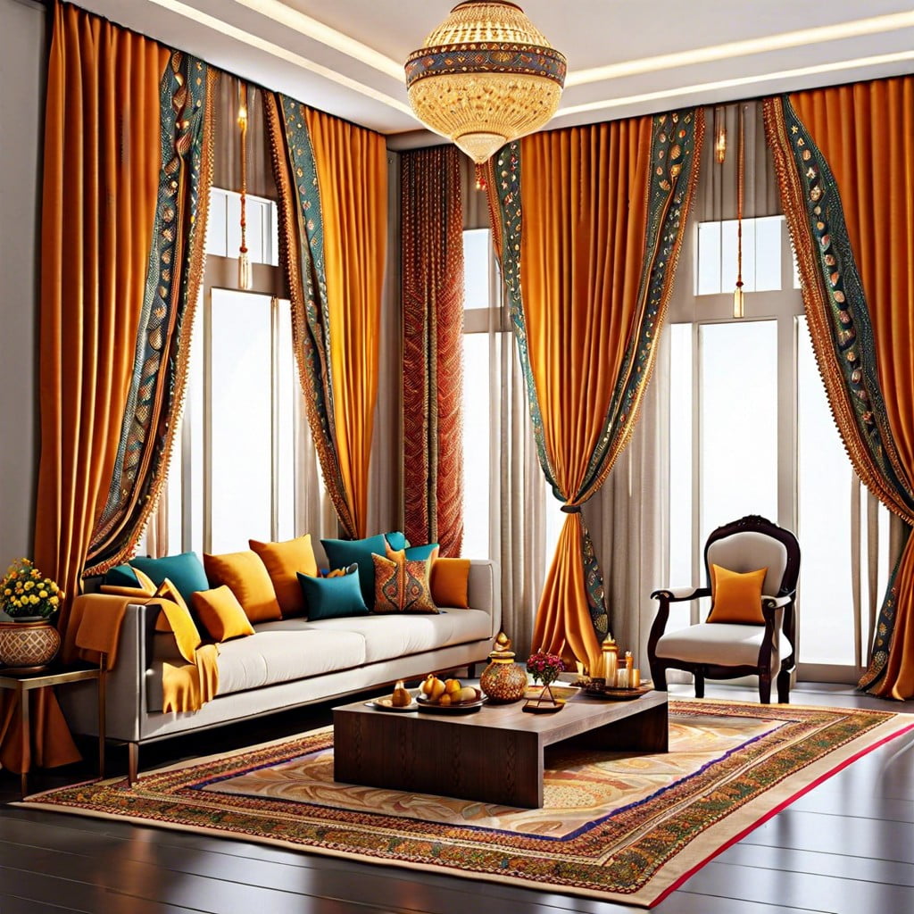 fabric drapes with mirror work