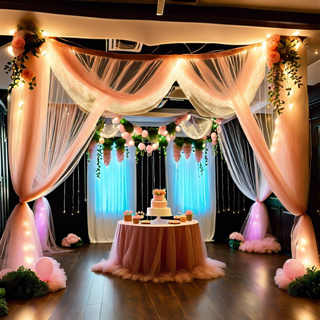 fairy lights and tulle canopy