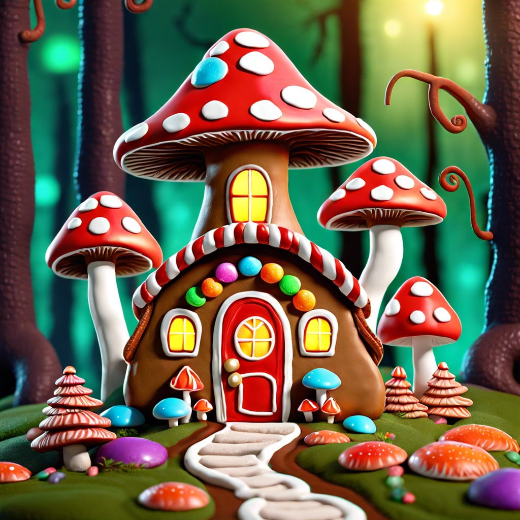 fantasy mushroom gingerbread house