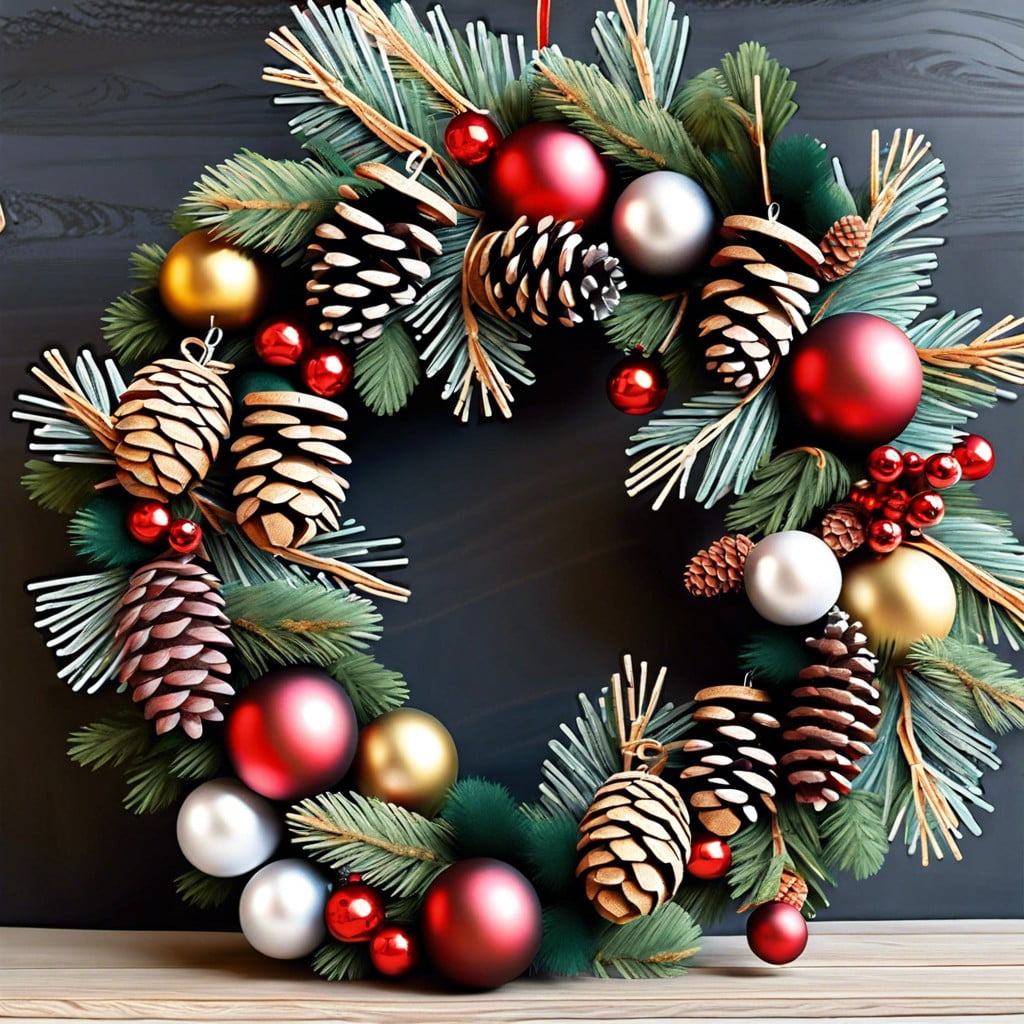 festive garlands with pinecones