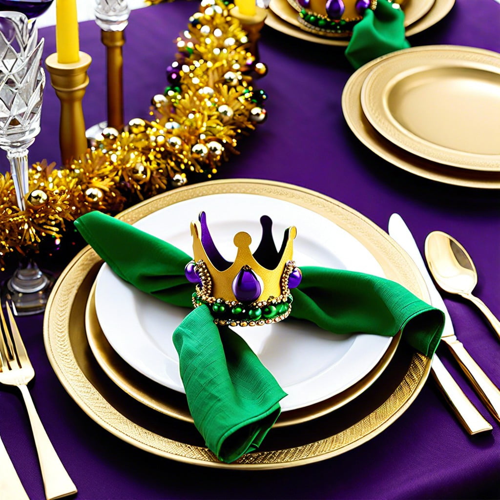 festive mardi gras crown napkin rings