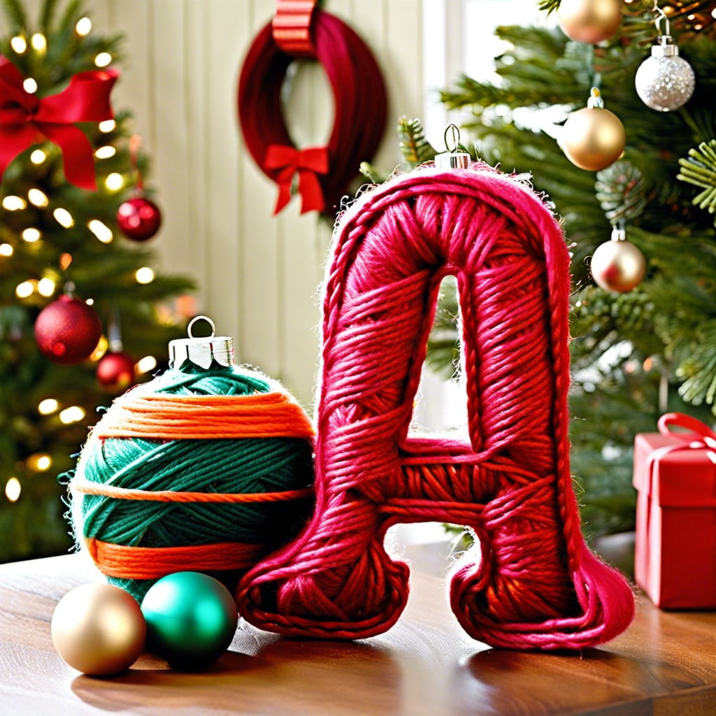 festive yarn wrapped letters